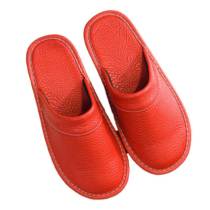 Flat House Shoes for Men and Women - Leather Slippers