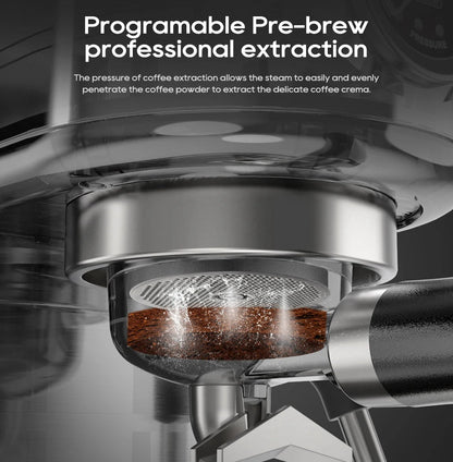20-Bar Espresso Maker with Steam Wand | 51mm Portafilter, Hot/Cold Brew & Temperature Adjustment