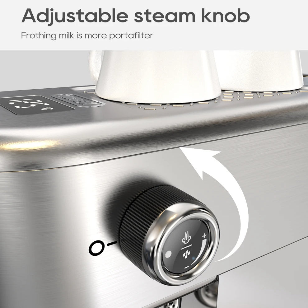 20-Bar Espresso Maker with Steam Wand | 51mm Portafilter, Hot/Cold Brew & Temperature Adjustment