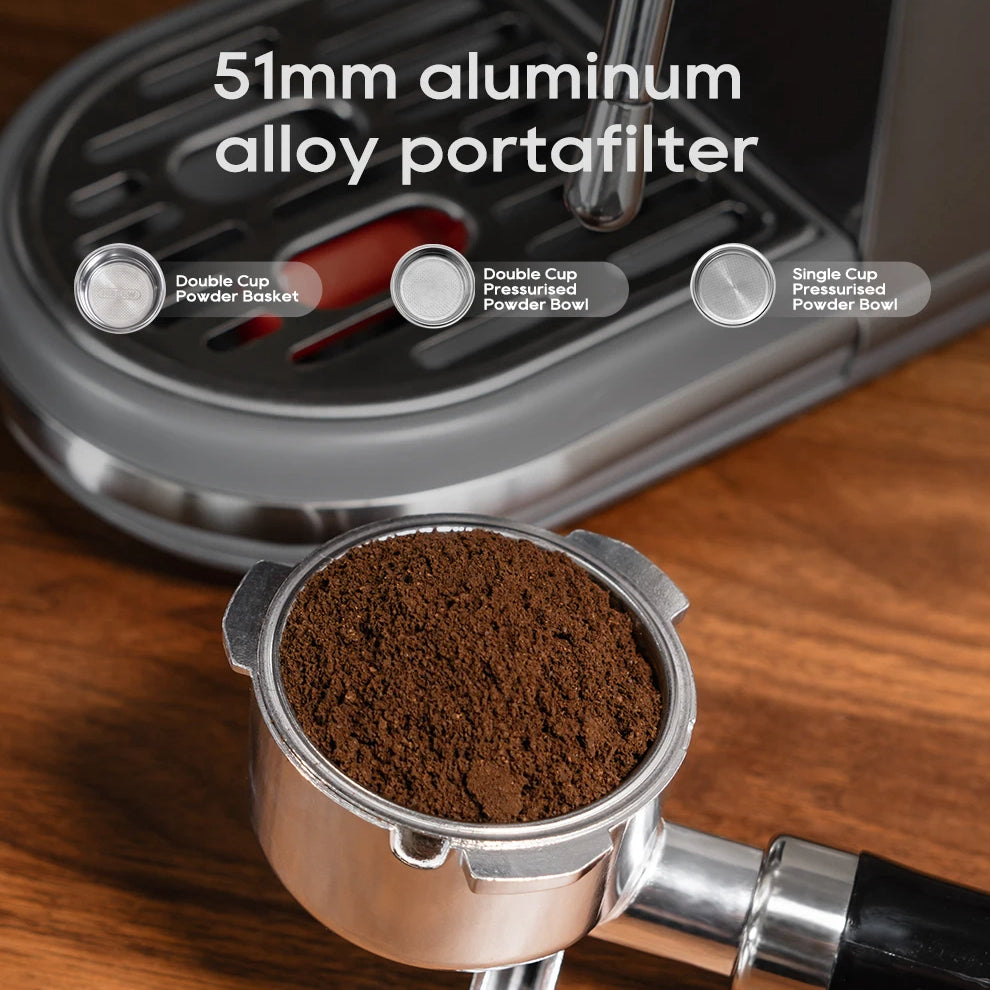 20-Bar Espresso Maker with Steam Wand | 51mm Portafilter, Hot/Cold Brew & Temperature Adjustment