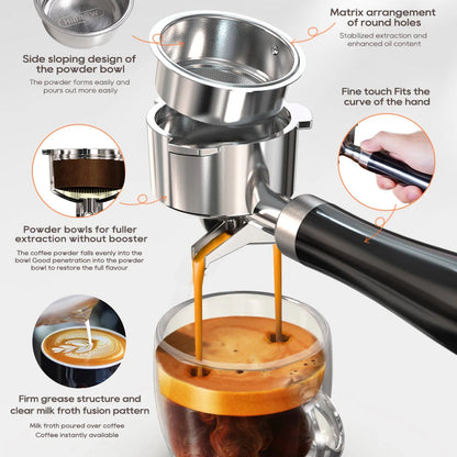 20-Bar Espresso Maker with Steam Wand | 51mm Portafilter, Hot/Cold Brew & Temperature Adjustment
