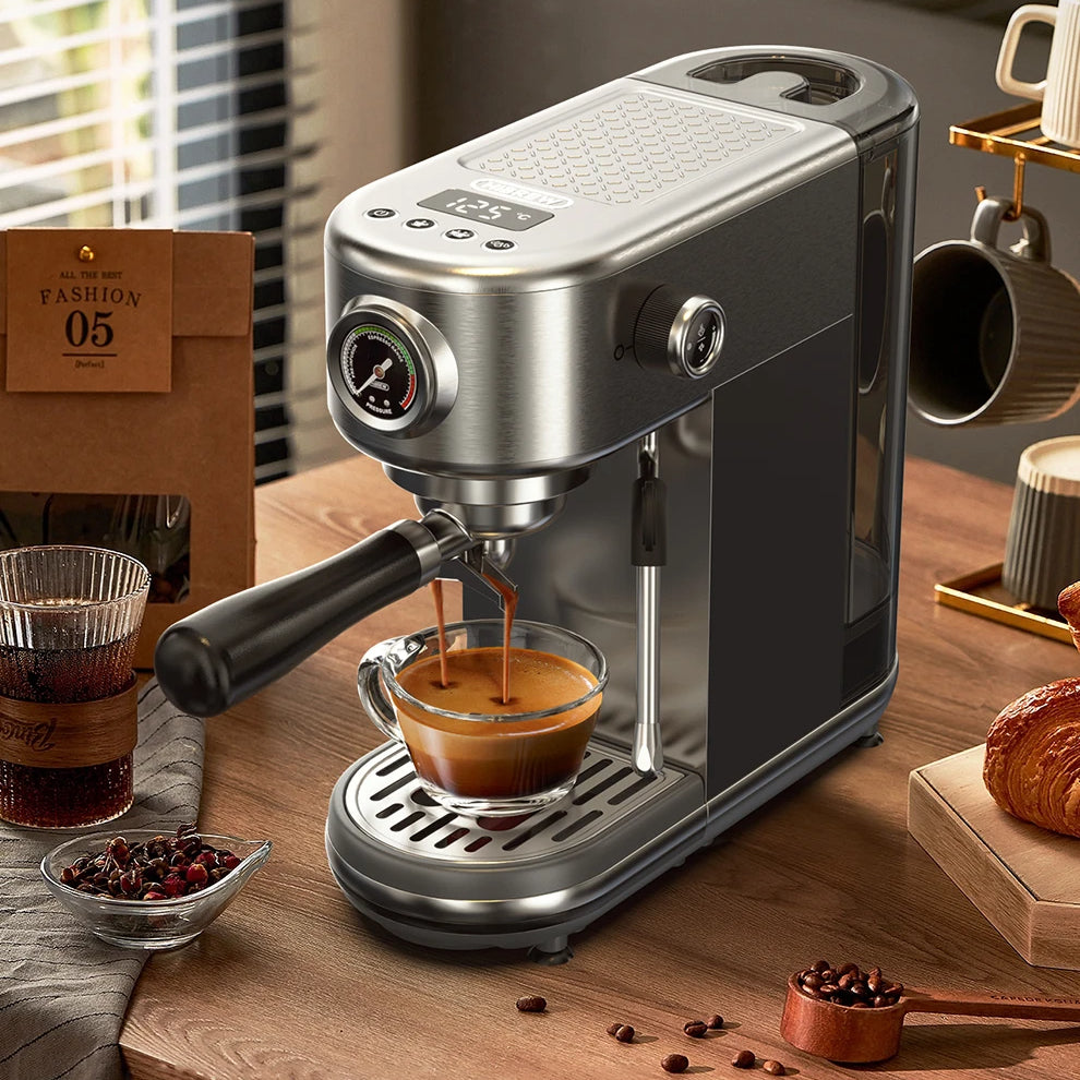 20-Bar Espresso Maker with Steam Wand | 51mm Portafilter, Hot/Cold Brew & Temperature Adjustment