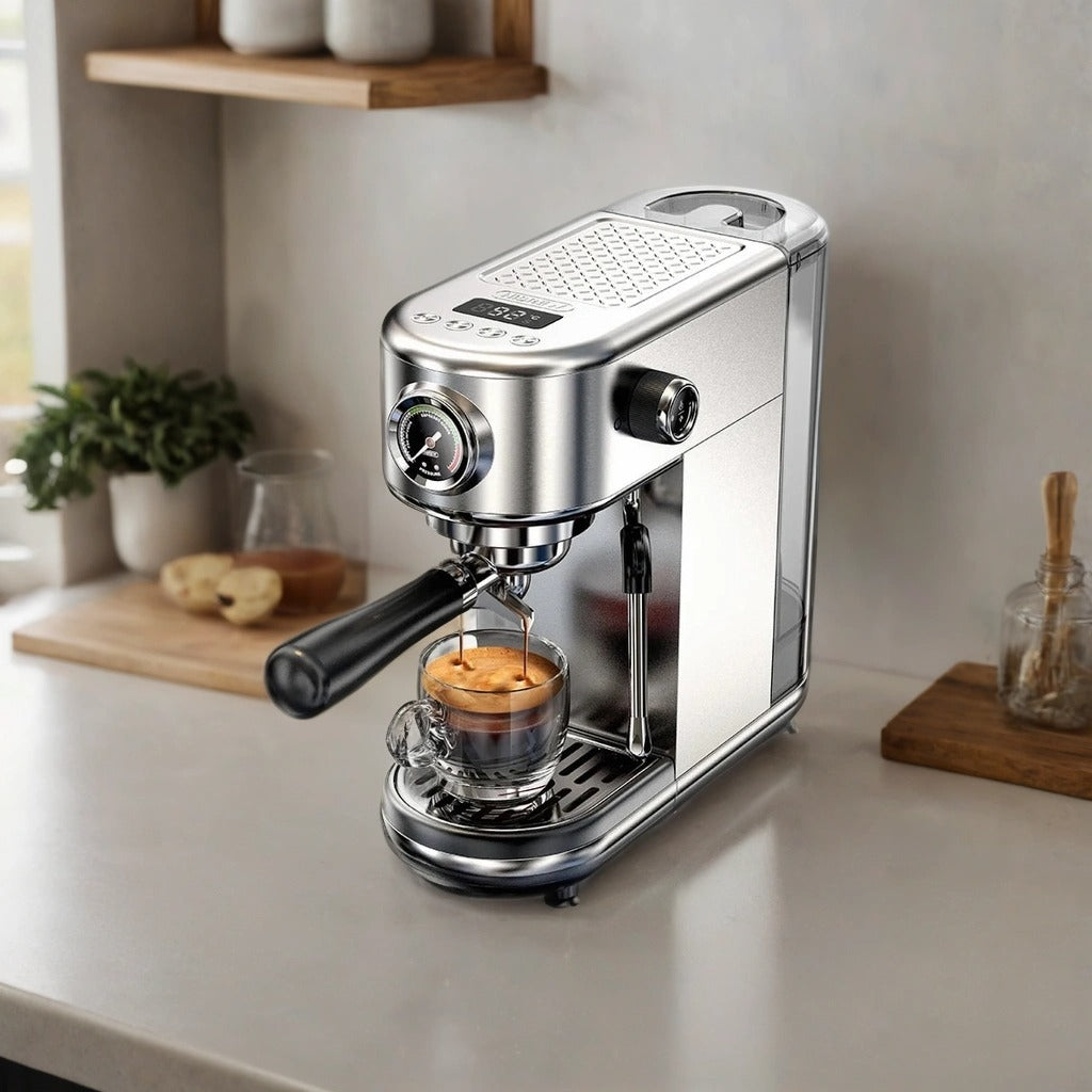 20-Bar Espresso Maker with Steam Wand | 51mm Portafilter, Hot/Cold Brew & Temperature Adjustment