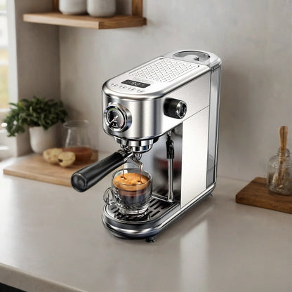 20-Bar Espresso Maker with Steam Wand | 51mm Portafilter, Hot/Cold Brew & Temperature Adjustment