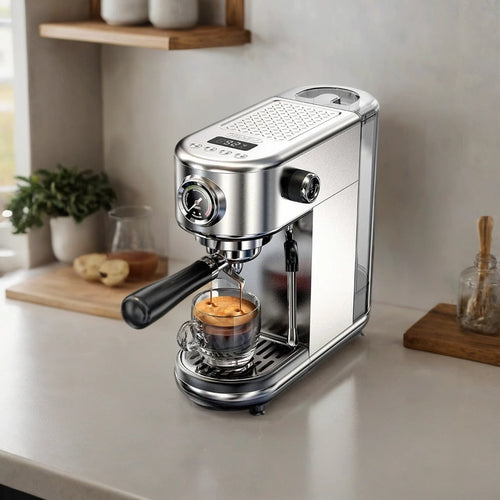 20-Bar Espresso Maker with Steam Wand | 51mm Portafilter, Hot/Cold Brew & Temperature Adjustment