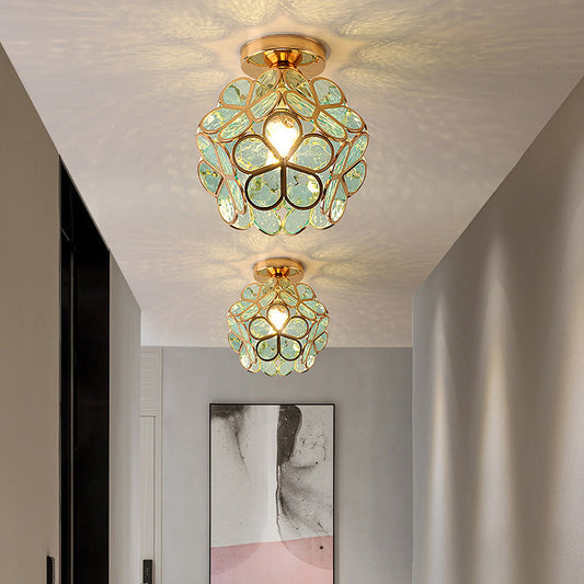 Floral Patterned Glass Ceiling Light Fixture