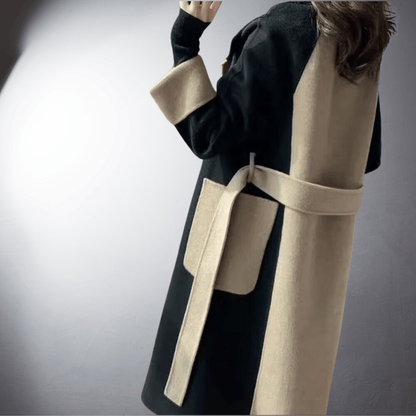 Two-Tone Straight Cut Coat for Women | Perfect for Winter
