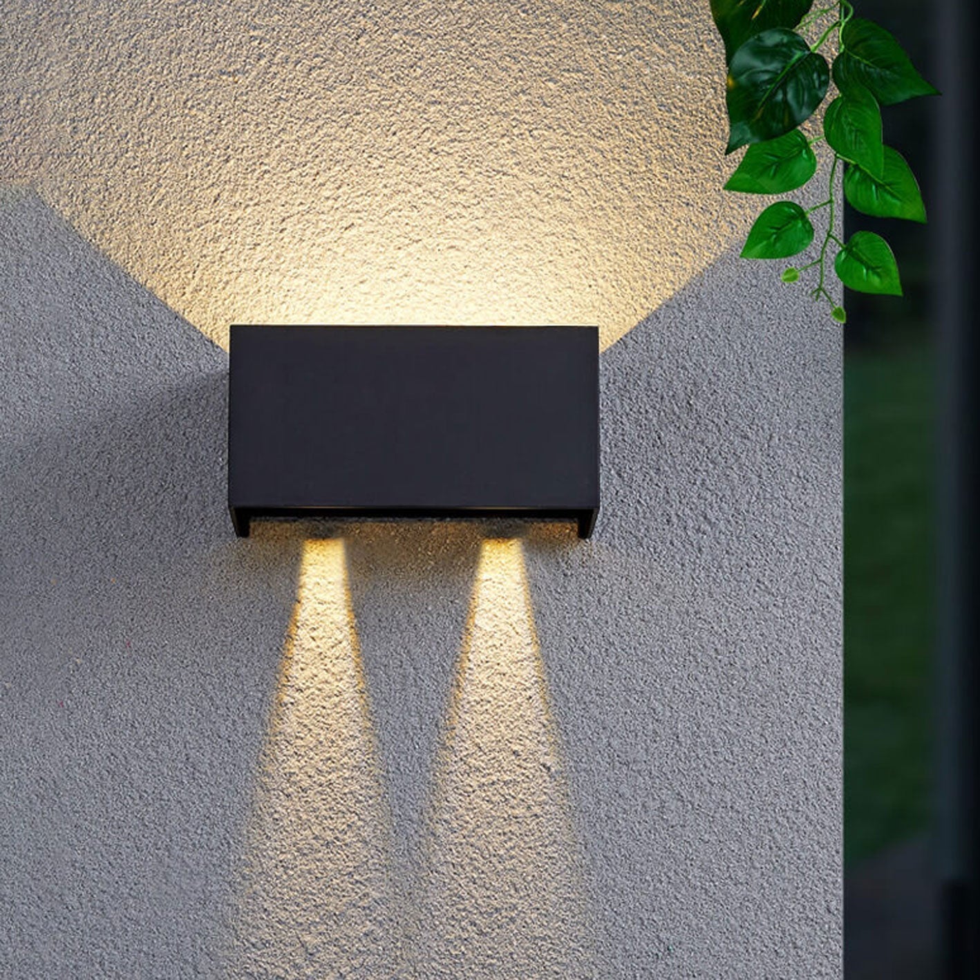 Contemporary Rectangular Waterproof LED Wall Light for Outdoor Use with Dual Light