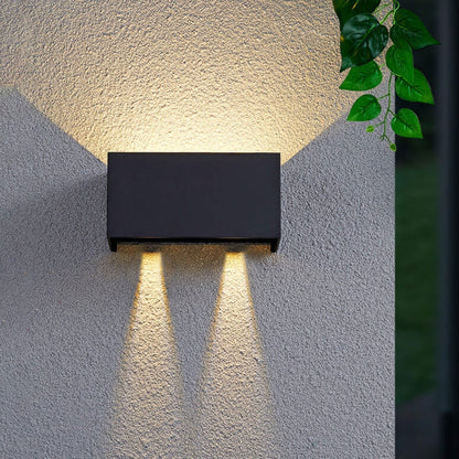 Contemporary Rectangular Waterproof LED Wall Light for Outdoor Use with Dual Light