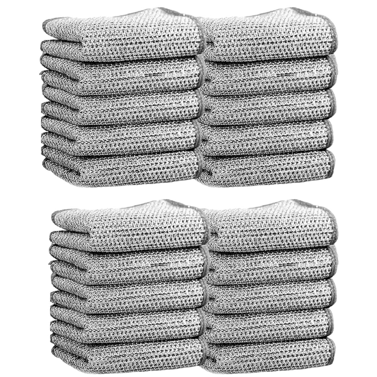 Double-Layer Silver Fiber Dishcloths - Steel Wire Cleaning Cloths for Kitchen