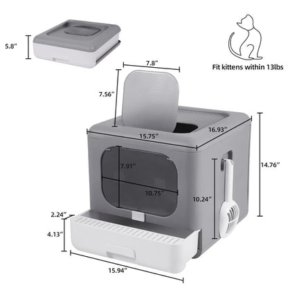 Portable Cat Litter Box - Space-Saving and Collapsible Design