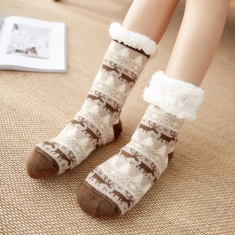 Women's Cozy Winter Socks – Soft, Warm & Non-Slip | Penguin, Reindeer & Bear Designs | Perfect Christmas Gift