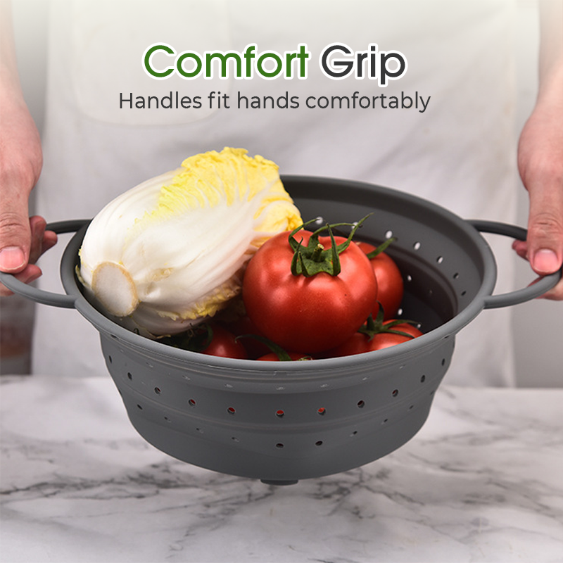 Collapsible Silicone Strainer for Quick, Space-Saving Draining