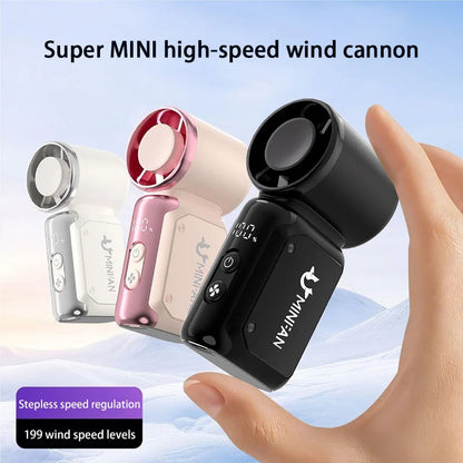 Portable USB-C Handheld Fan with 199 Speed Settings and 4000mAh Battery
