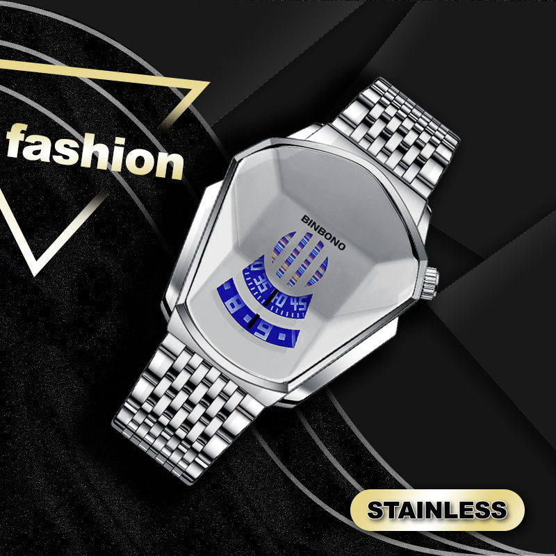 Men's Quartz Watch with Diamond Design