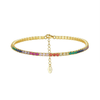 Sterling Silver Tennis Bracelet with Multicolored Zircon for Women
