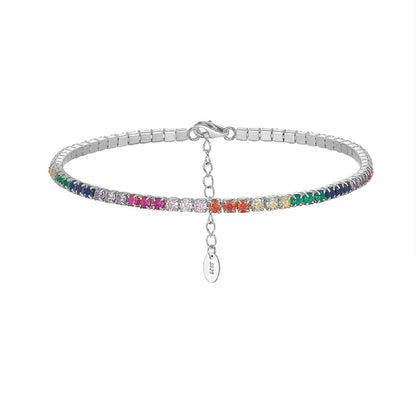 Sterling Silver Tennis Bracelet with Multicolored Zircon for Women