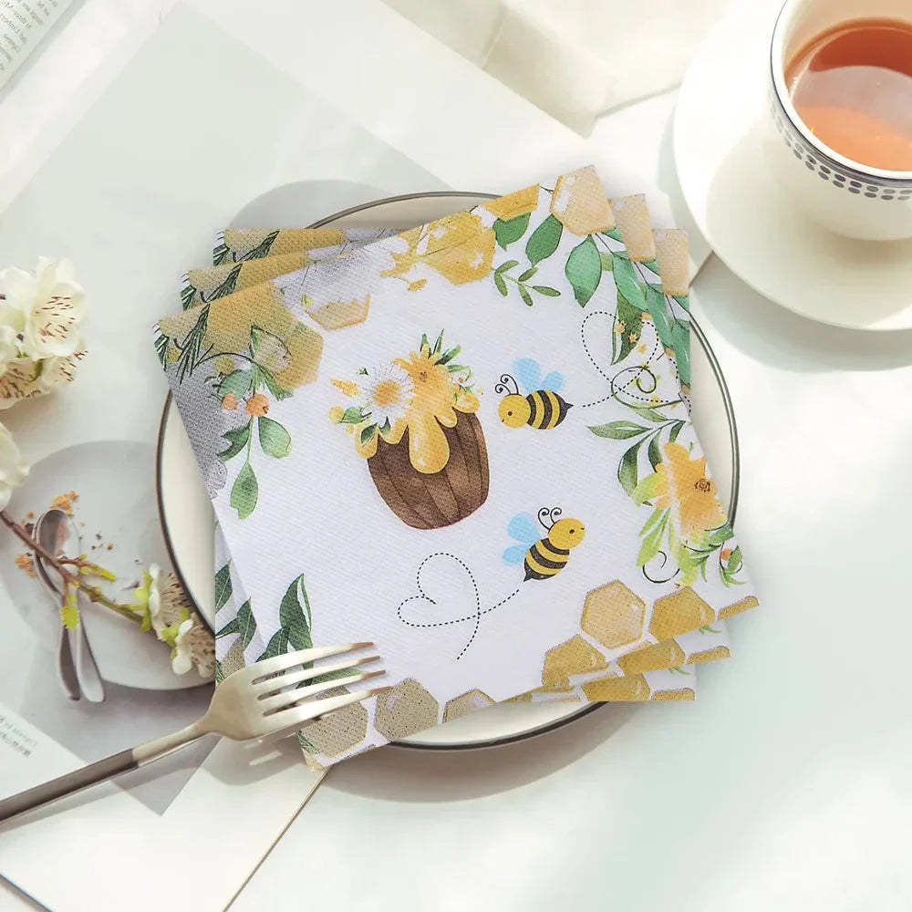 Elegant 20-Piece Paper Napkin Set with Floral Design