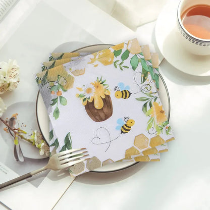 Elegant 20-Piece Paper Napkin Set with Floral Design