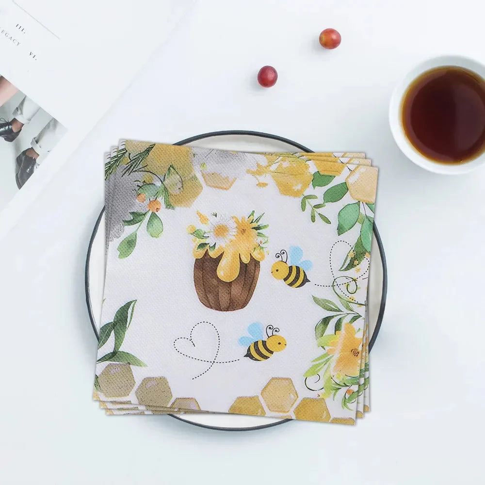 Elegant 20-Piece Paper Napkin Set with Floral Design