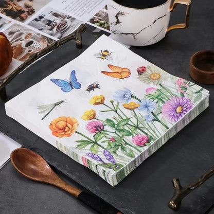 Elegant 20-Piece Paper Napkin Set with Floral Design