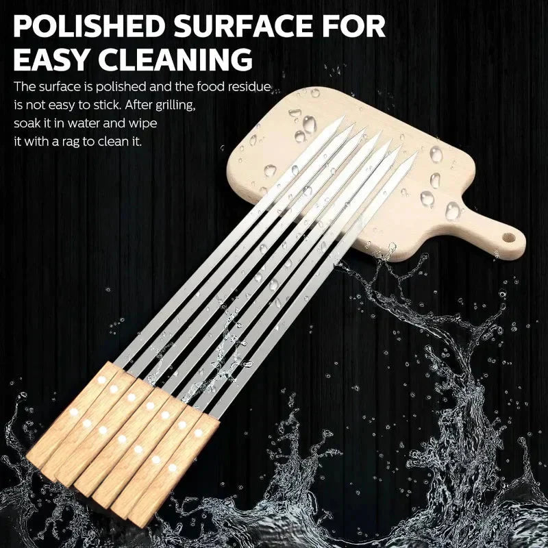 21-Inch Premium Stainless Steel Grilling Skewers for BBQ