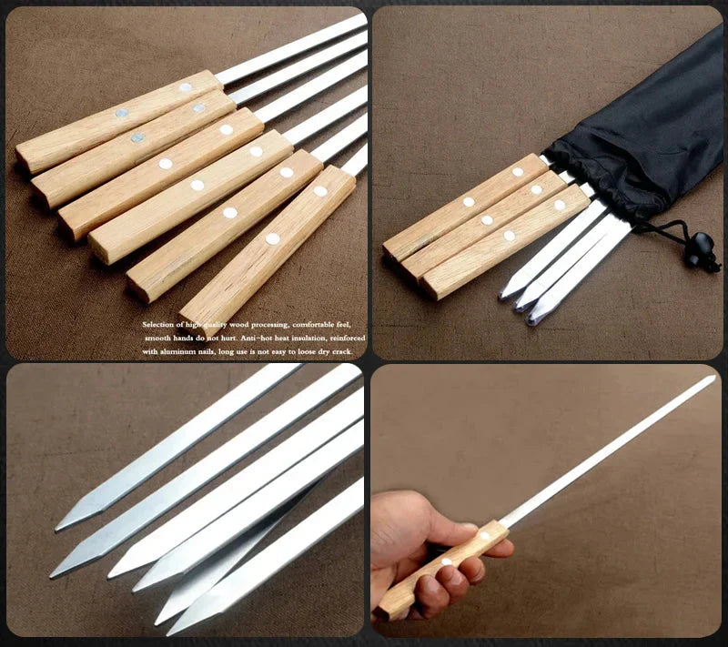 21-Inch Premium Stainless Steel Grilling Skewers for BBQ