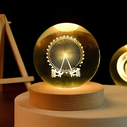 3D Crystal Planet Globe LED Night Light