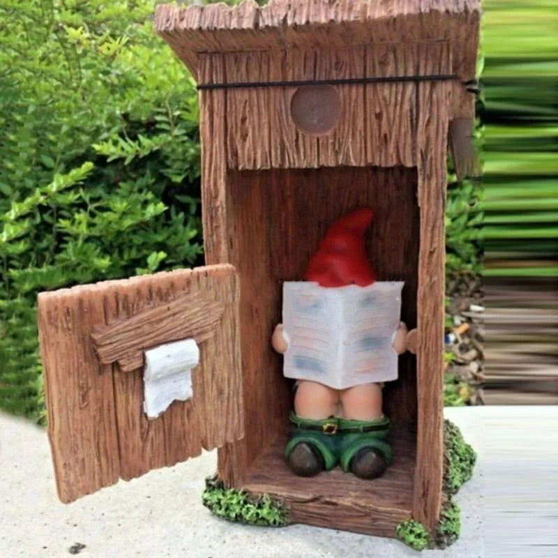 Humorous Garden Gnome Statue with Book | Decorative Resin Figurine | 13 cm