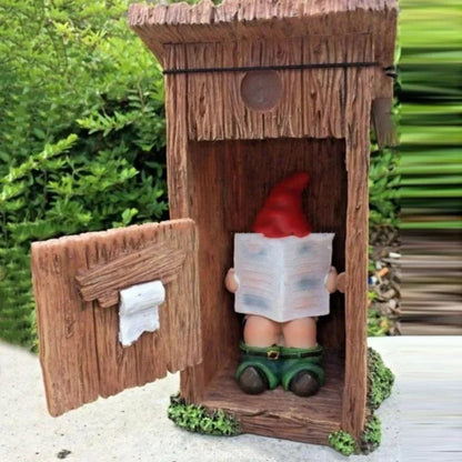 Humorous Garden Gnome Statue with Book | Decorative Resin Figurine | 13 cm