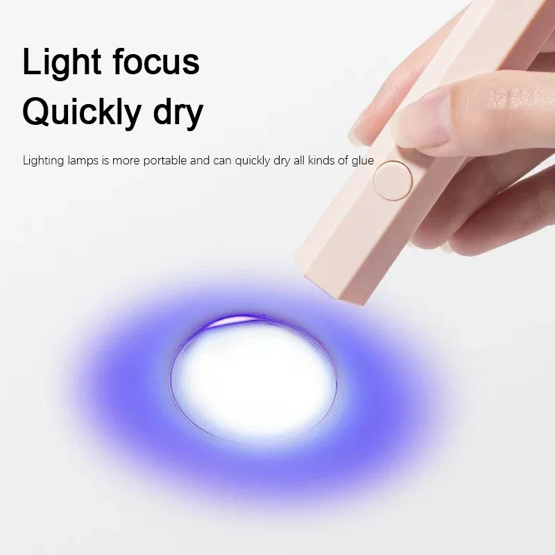 Portable LED UV Nail Lamp - Rechargeable & Fast-Drying - Compact Device with USB - Pink / White