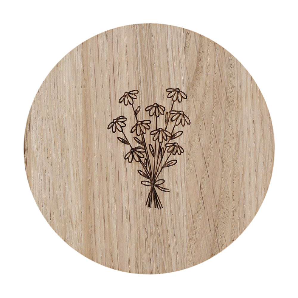 Oak Coaster in Bouquet Design