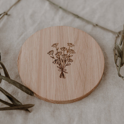 Oak Coaster in Bouquet Design