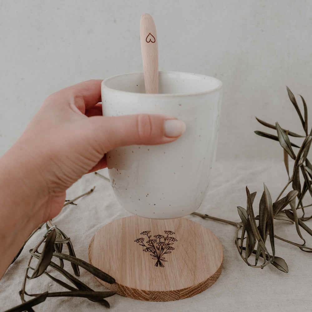 Oak Coaster in Bouquet Design