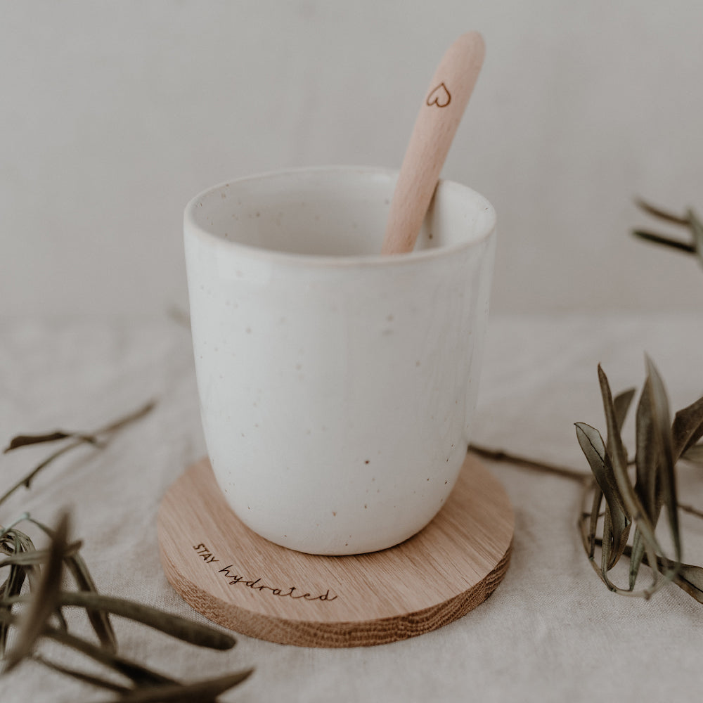 Oak Wood Coaster for Hydration Support