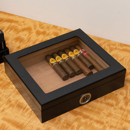 Elegant Cigar Display Case with Humidity Monitor