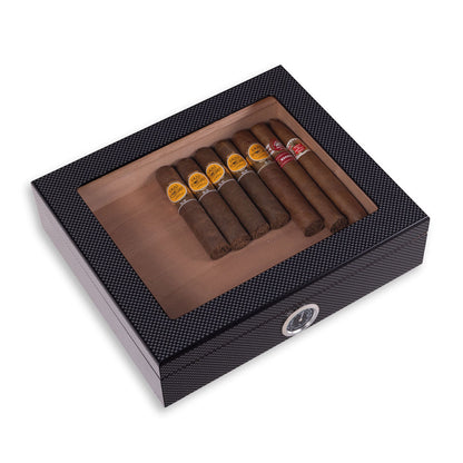 Elegant Cigar Display Case with Humidity Monitor