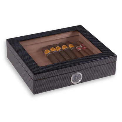 Elegant Cigar Display Case with Humidity Monitor