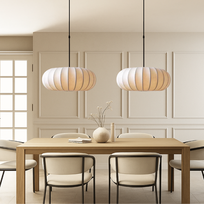 Silk Pendant Ceiling Lamp – Stylish Fabric Shade for Living Room & Bedroom