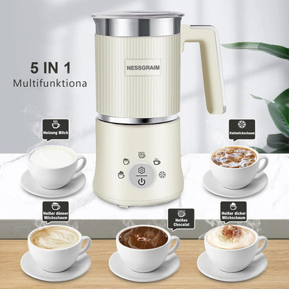 Versatile Electric Milk Frother | 5-in-1 Foam Maker with Dishwasher Safe Parts
