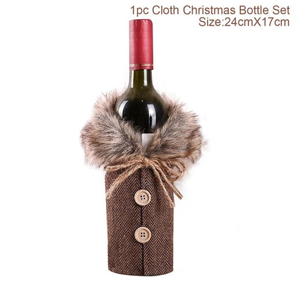 Festive Wine Bottle Cover with Holiday Design - Fabric Sleeve for Wine & Sparkling Wine - Perfect Gift Idea