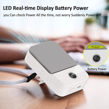 Mini Fan with Neck and Waist Clip Design | 2000 mAh Battery | 3-Speed USB-C
