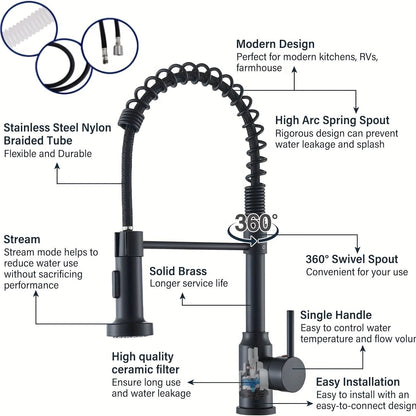 Contemporary Pull-Down Kitchen Faucet for Modern Sink Areas