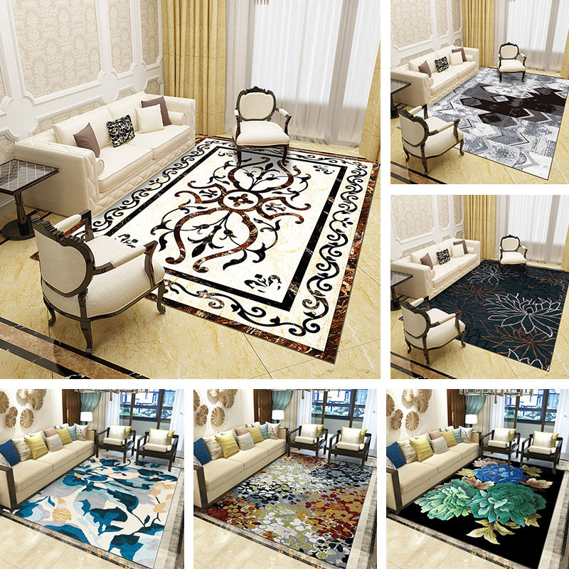 Multicolored Floral Polyester Area Rug – Pet Safe, Non-Slip, Stain Resistant