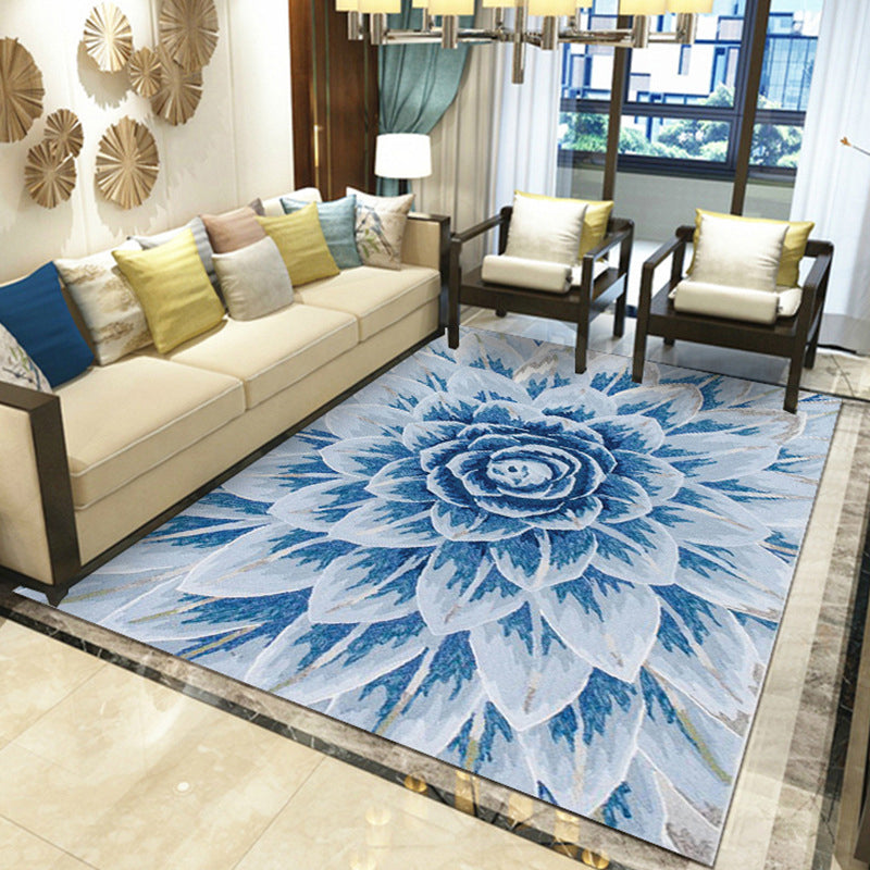Multicolored Floral Polyester Area Rug – Pet Safe, Non-Slip, Stain Resistant