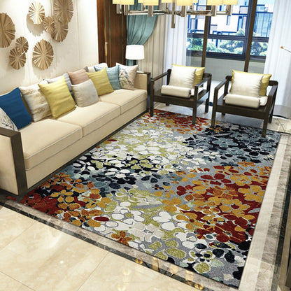 Multicolored Floral Polyester Area Rug – Pet Safe, Non-Slip, Stain Resistant