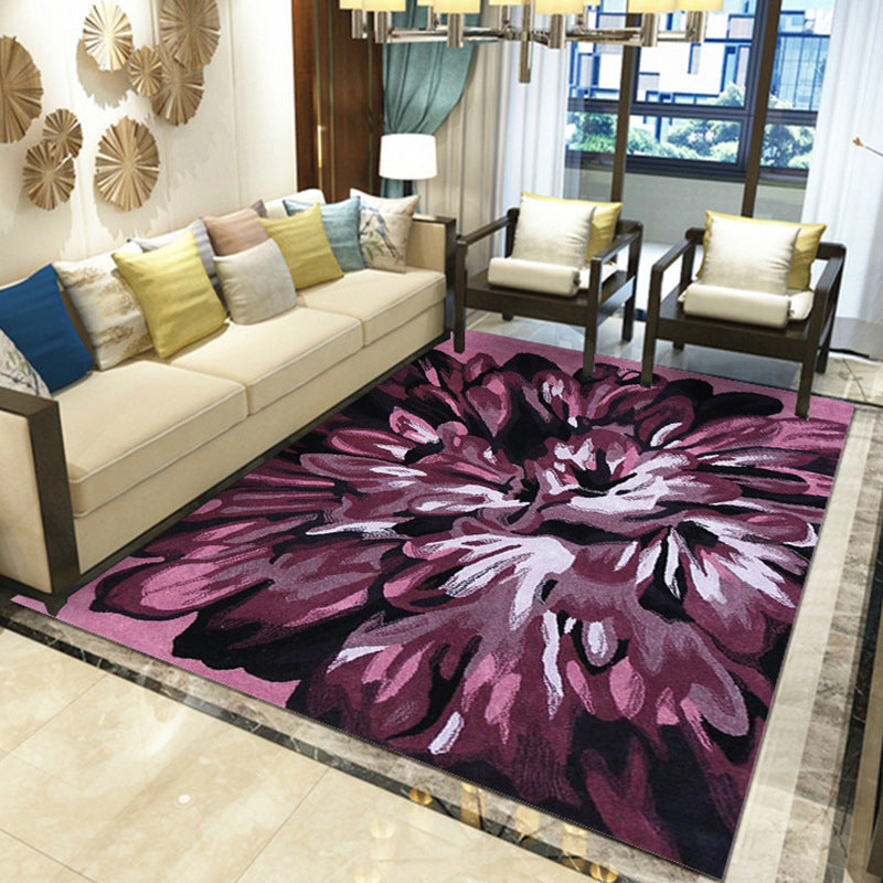 Multicolored Floral Polyester Area Rug – Pet Safe, Non-Slip, Stain Resistant