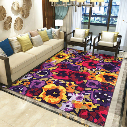 Multicolored Floral Polyester Area Rug – Pet Safe, Non-Slip, Stain Resistant