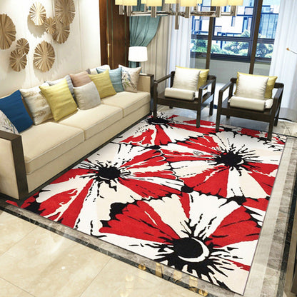 Multicolored Floral Polyester Area Rug – Pet Safe, Non-Slip, Stain Resistant