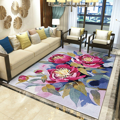 Multicolored Floral Polyester Area Rug – Pet Safe, Non-Slip, Stain Resistant